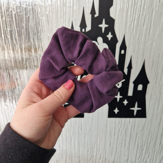 Purple faux denim cotton hair scrunchie