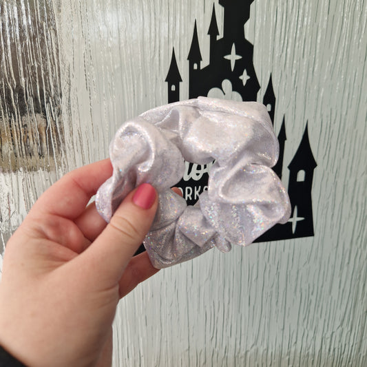 White smooth glitter hair scrunchie