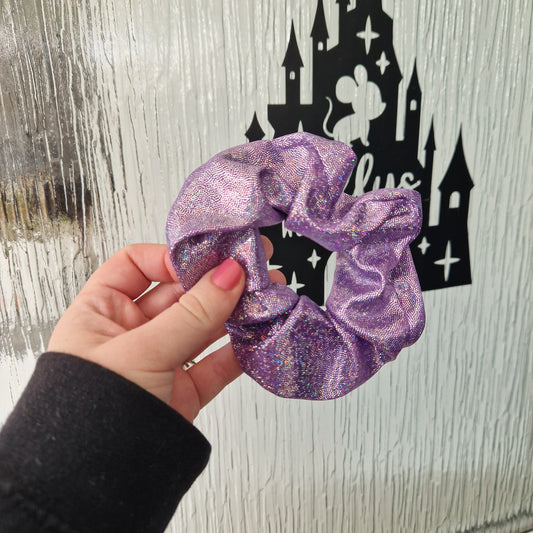 Purple smooth glitter hair scrunchie