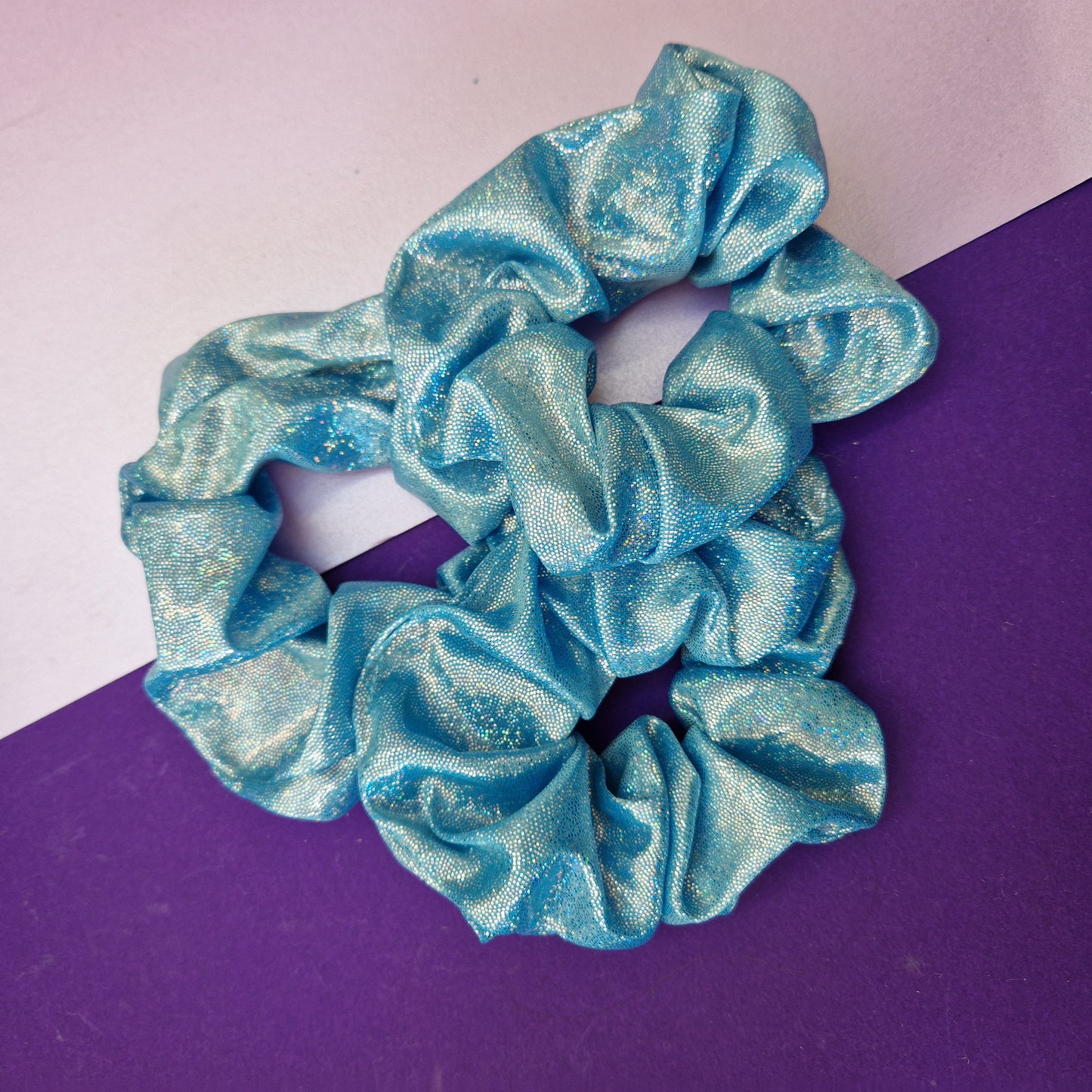 Blue smooth glitter hair scrunchie