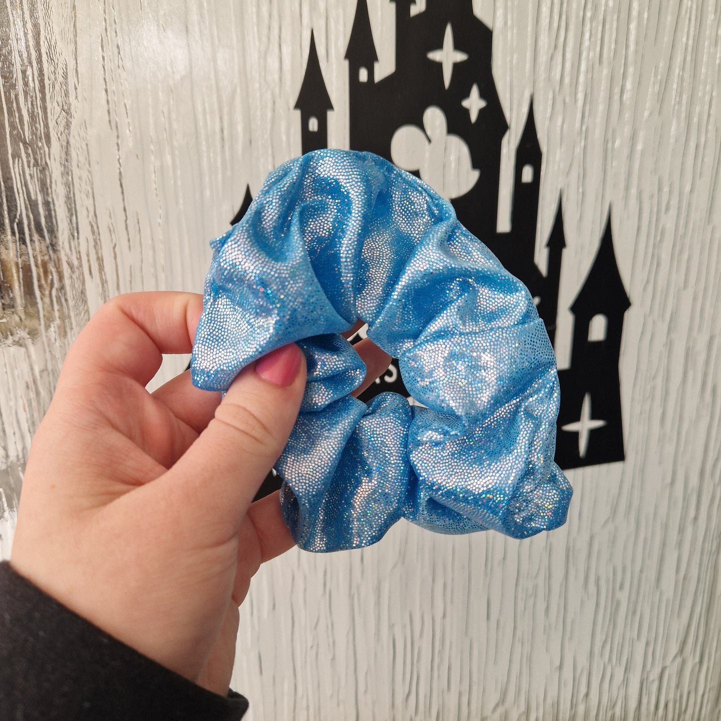 Blue smooth glitter hair scrunchie