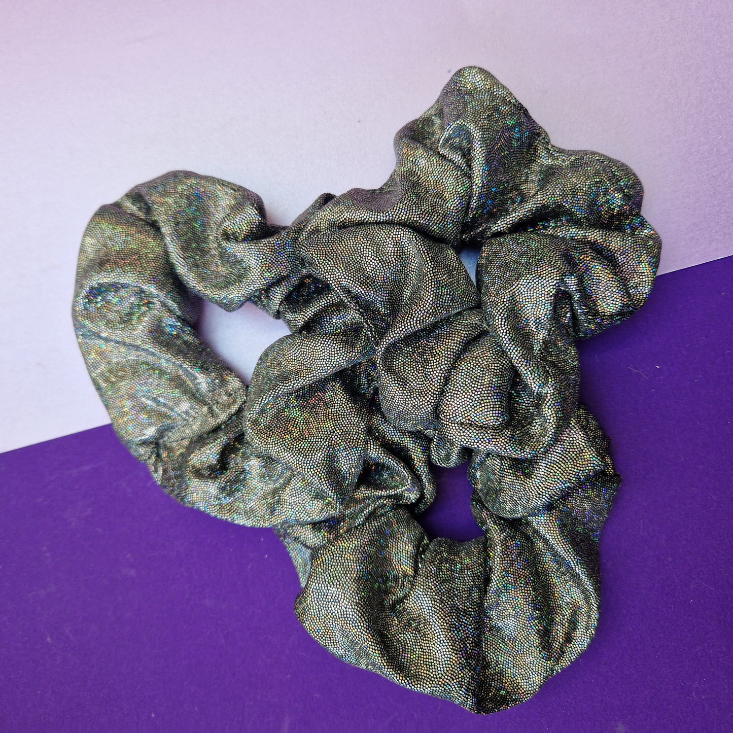 Black smooth glitter hair scrunchie