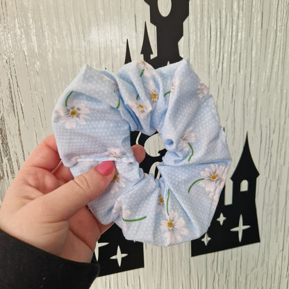 Blue daisy polycotton hair scrunchie