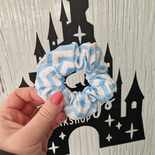 Blue chevron cotton hair scrunchie