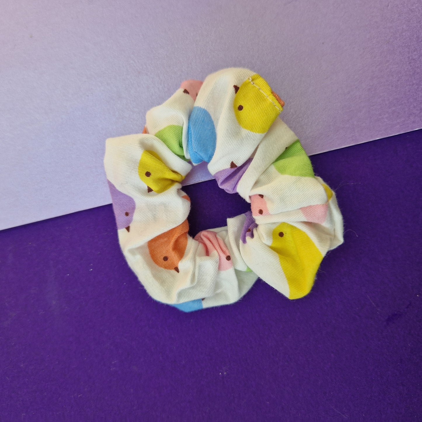 Rainbow chick cotton hair scrunchie