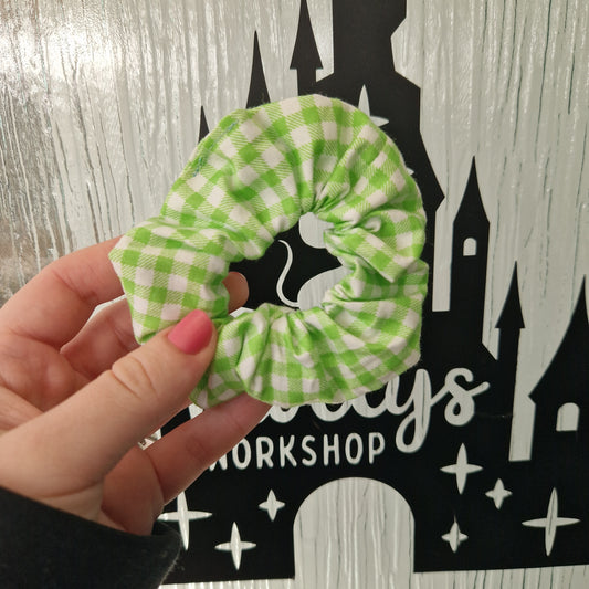 Green tartan cotton hair scrunchie