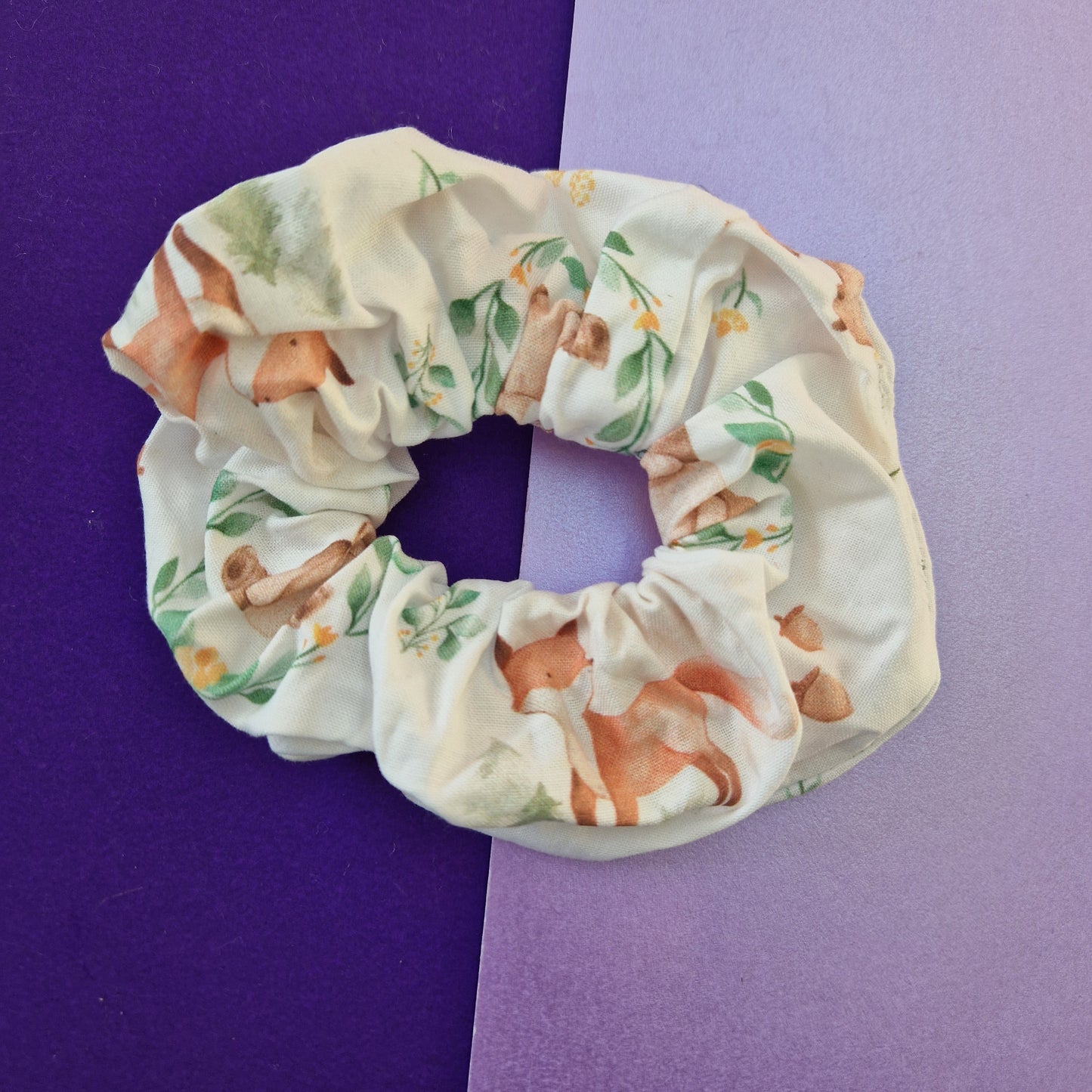 Woodland animal cotton hair scrunchie