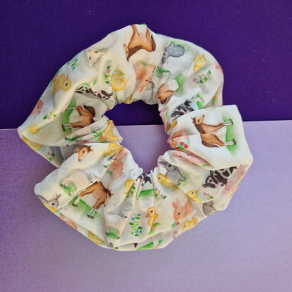 Farm animal cotton hair scrunchie