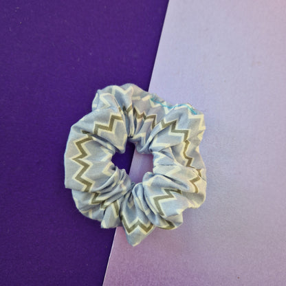 Blue chevron cotton hair scrunchie