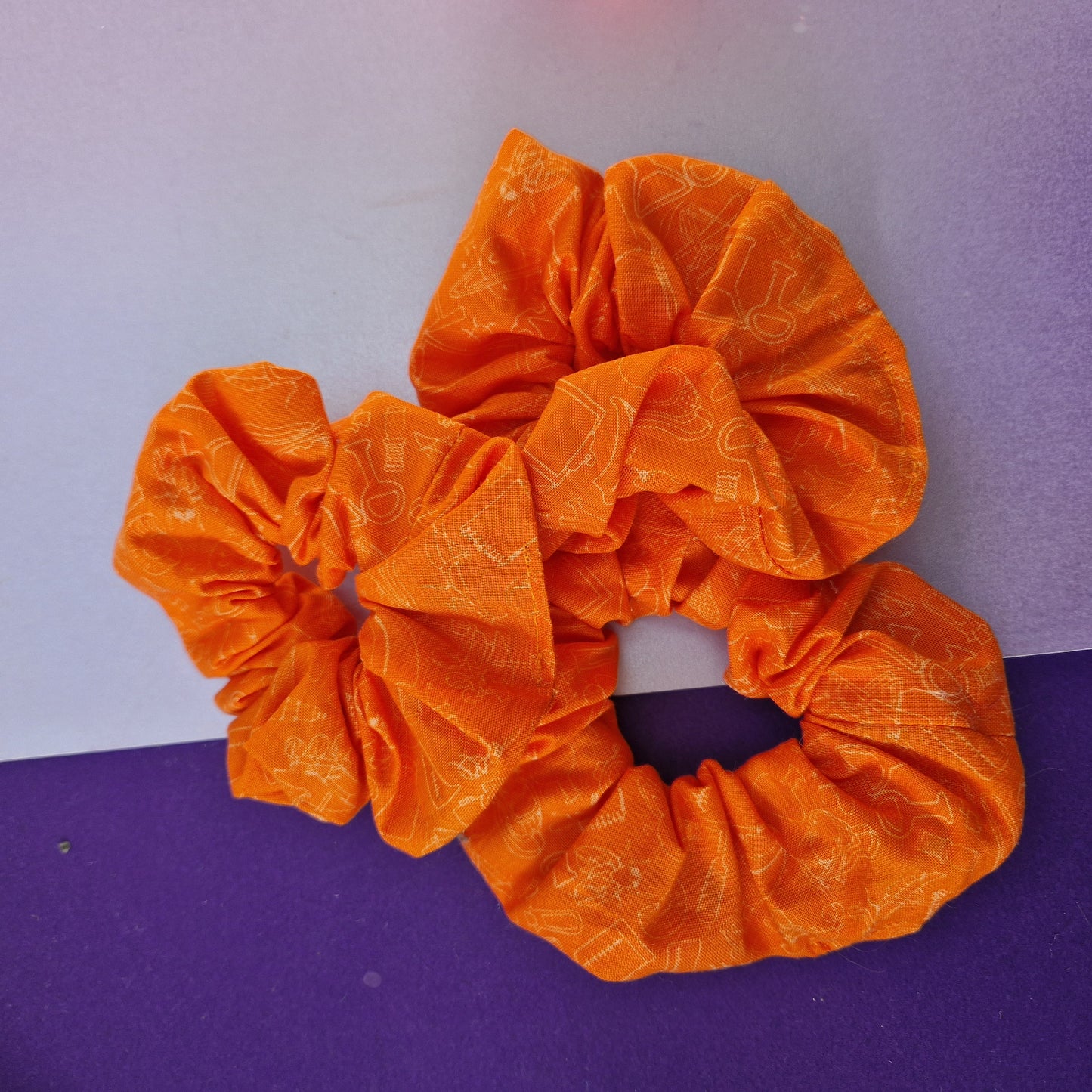 Orange science cotton hair scrunchie