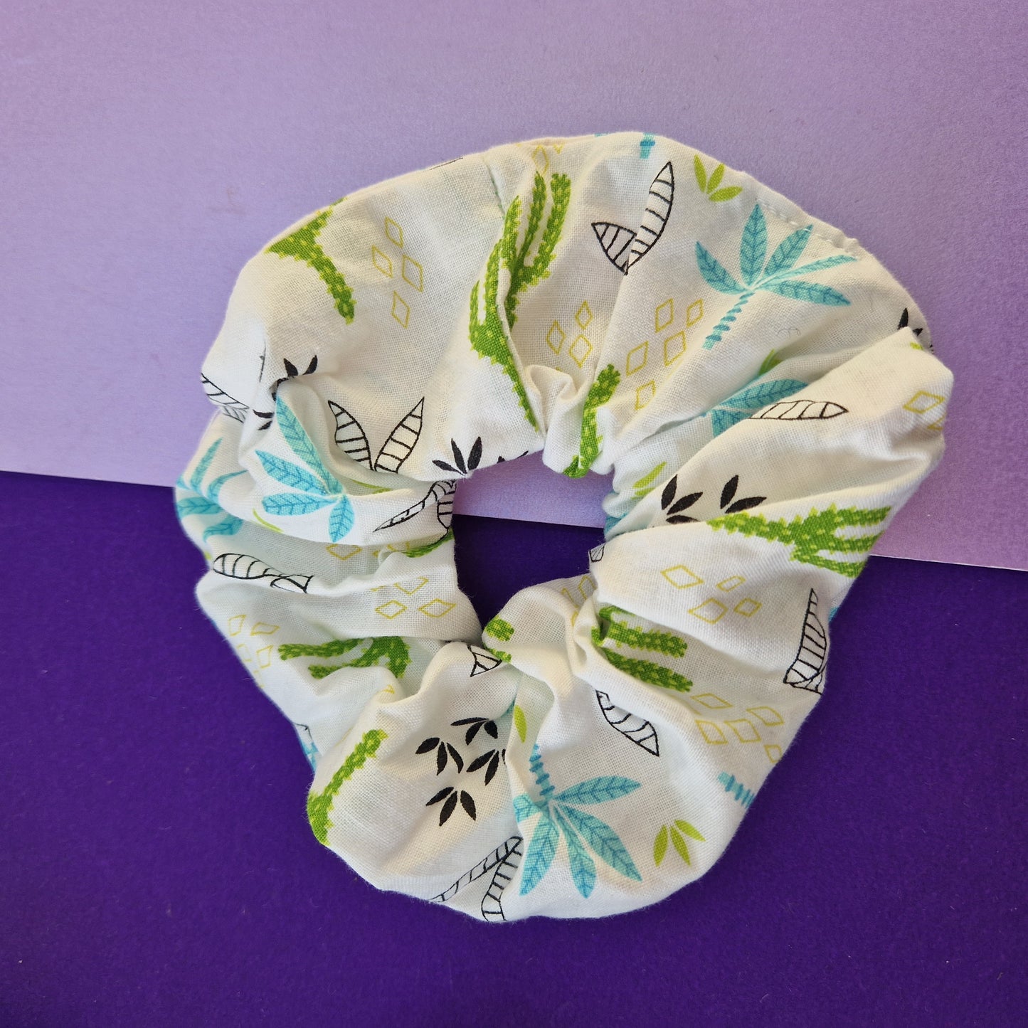 Dinosaur leaf cotton hair scrunchie