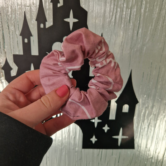 Pink "my cute elephant" wording cotton hair scrunchie