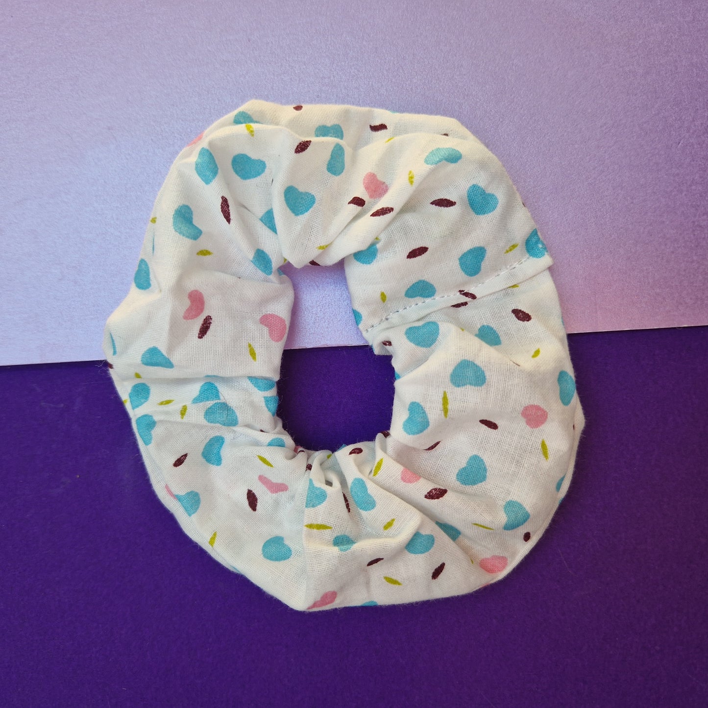 Blue confetti cotton hair scrunchie