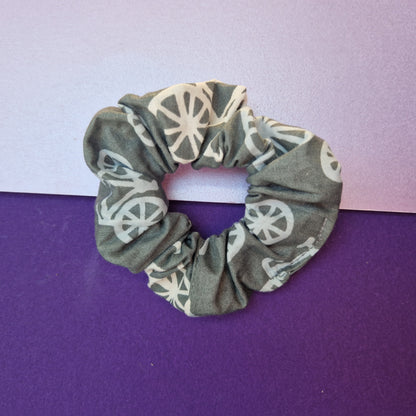 Grey bike cotton hair scrunchie