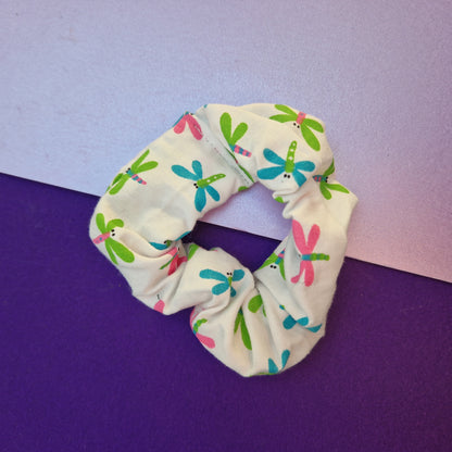 White dragonfly cotton hair scrunchie