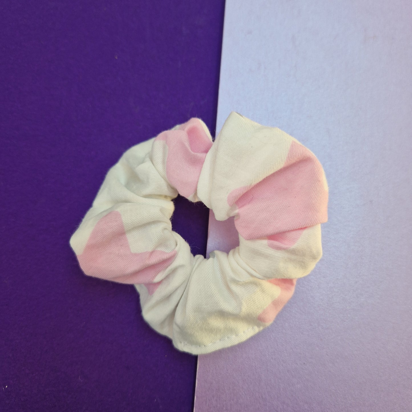 Pink and grey star cotton hair scrunchie