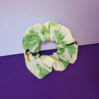 Green leaf cotton hair scrunchie