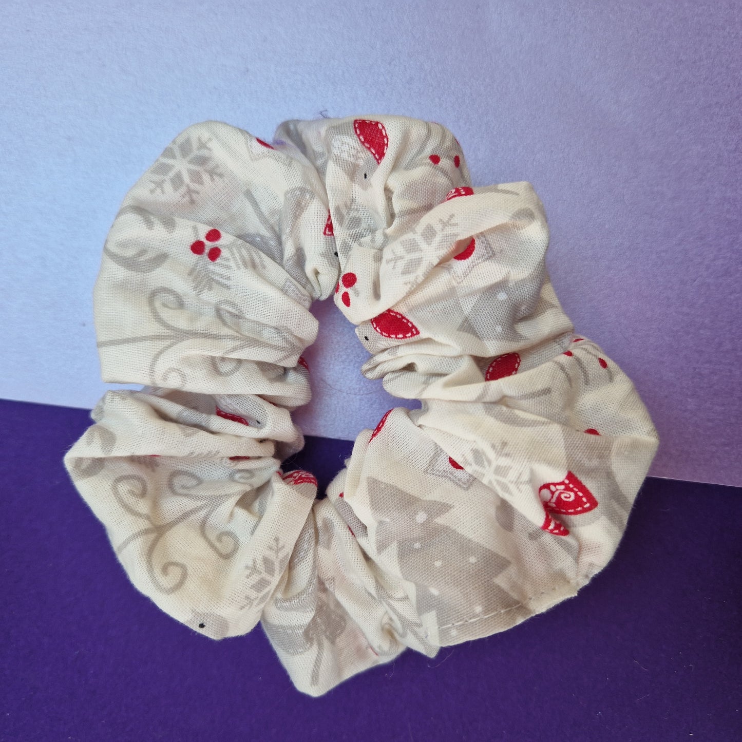 Christmas woodland cotton hair scrunchie