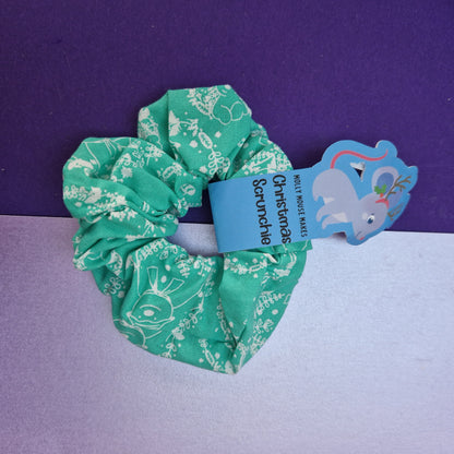 Mint green snowman hair scrunchie