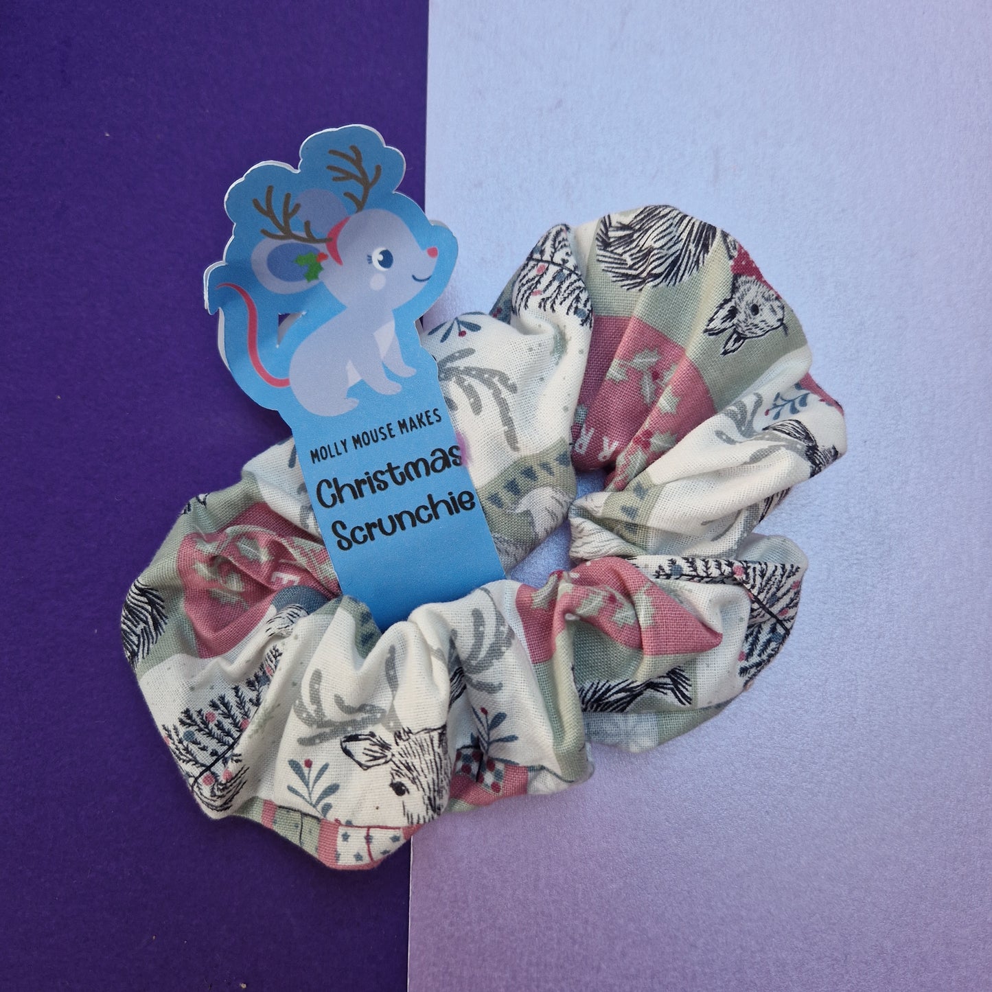 Woodland pattern cotton hair scrunchie