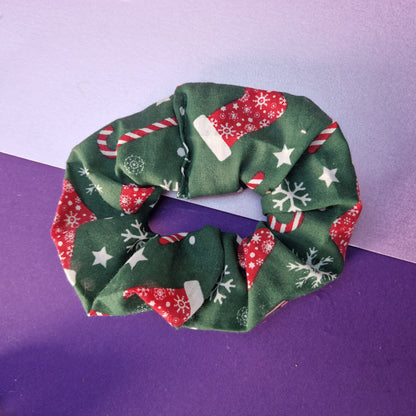 Green stocking cotton hair scrunchie