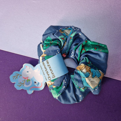 Blue rabbit cotton hair scrunchie