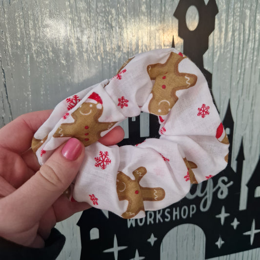 White gingerbread cotton hair scrunchie