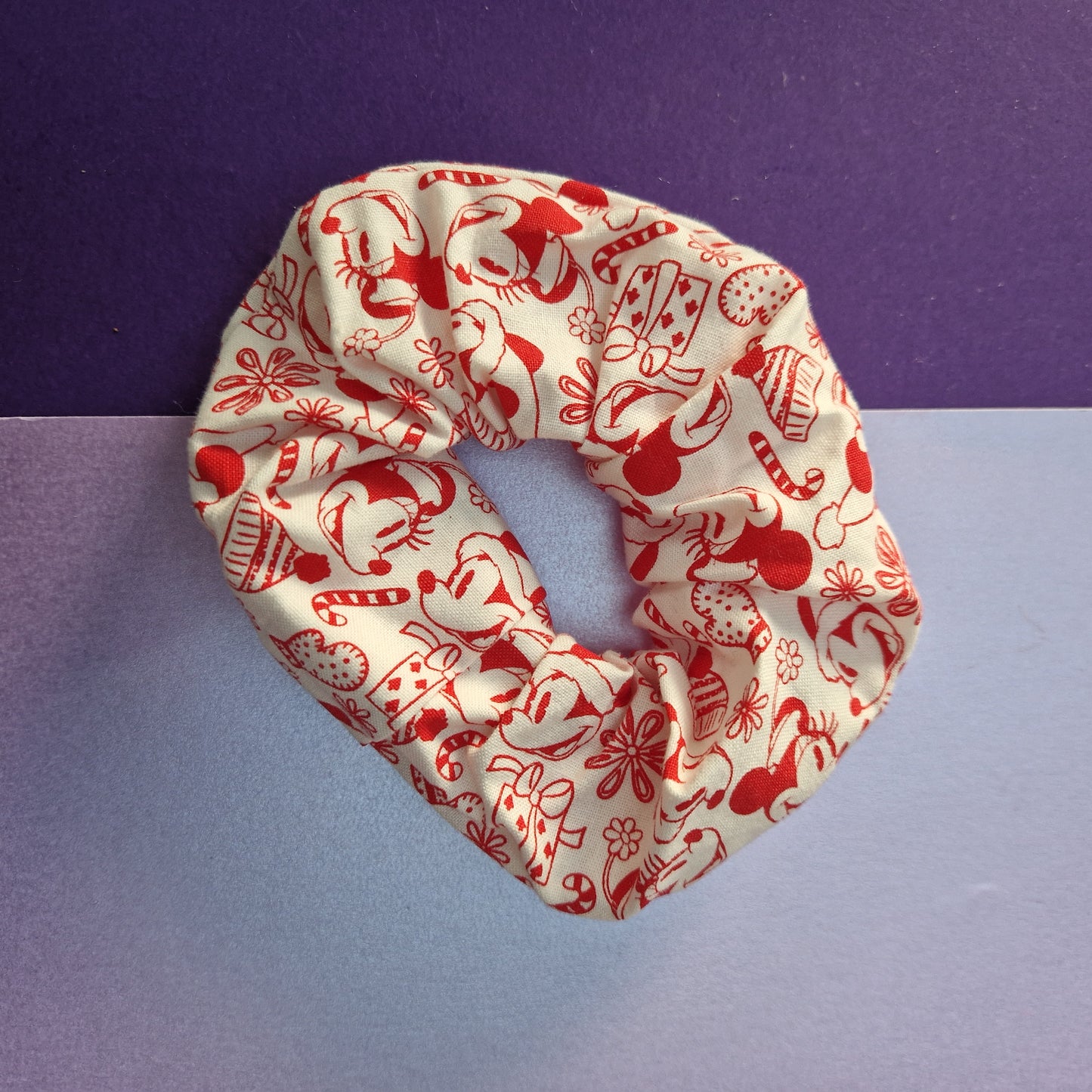 Red mouse cotton hair scrunchie