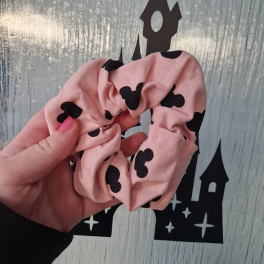 Pink mouse cotton hair scrunchie