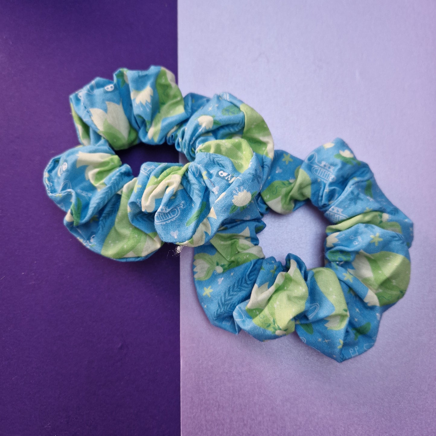 Blue Down the Bayou cotton hair scrunchie