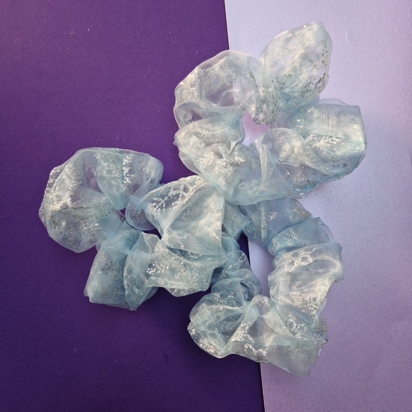 Glittery snowflake sheer hair scrunchie