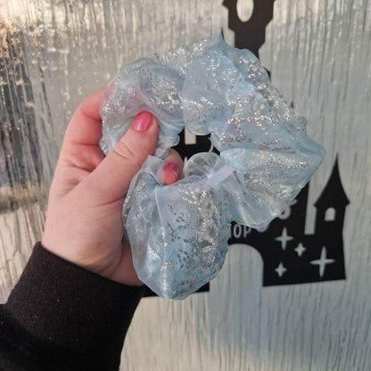 Glittery snowflake sheer hair scrunchie