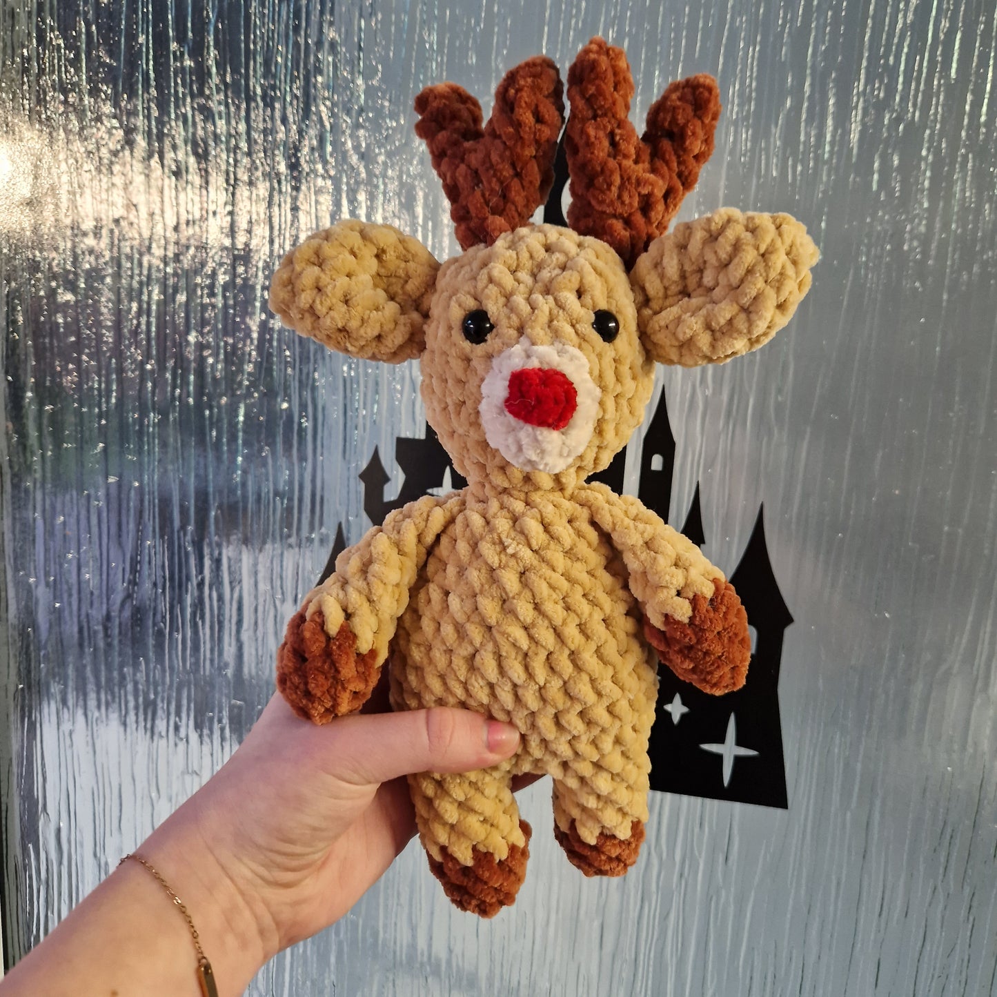 Chunky, super soft crochet standing reindeer