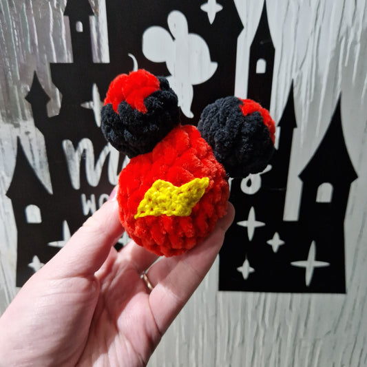 Lightning Car coloured chunky crochet mouse keyring