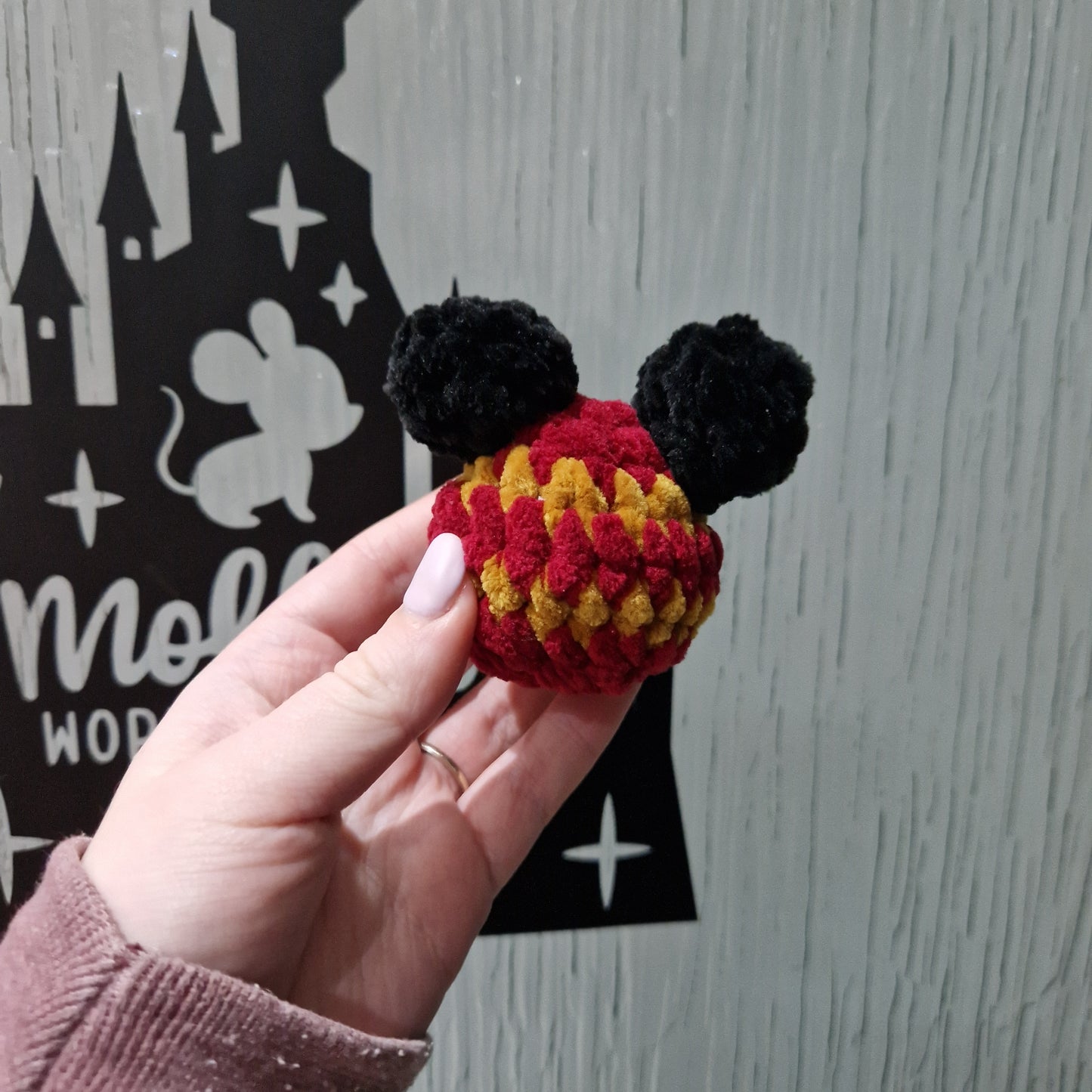 Mother Knows Best chunky crochet mouse keyring