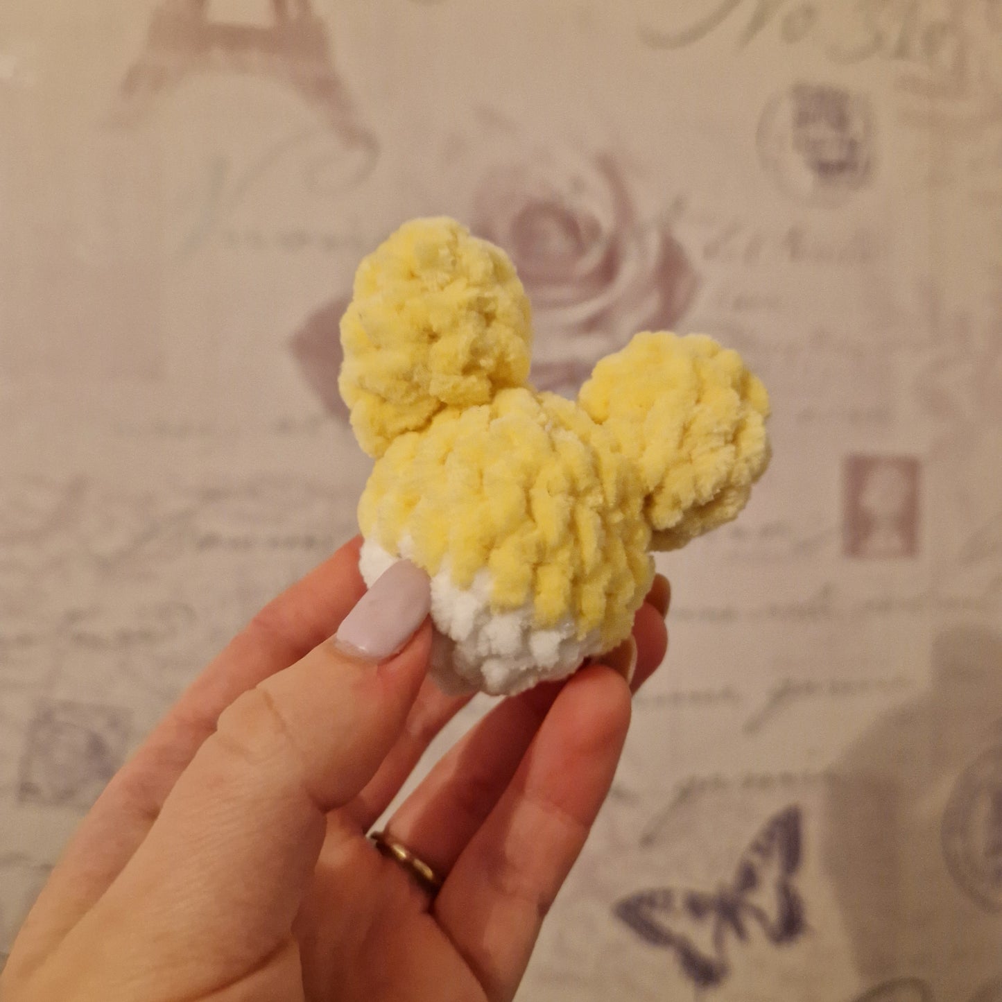 Rabbit Yellow and White chunky crochet mouse keyring