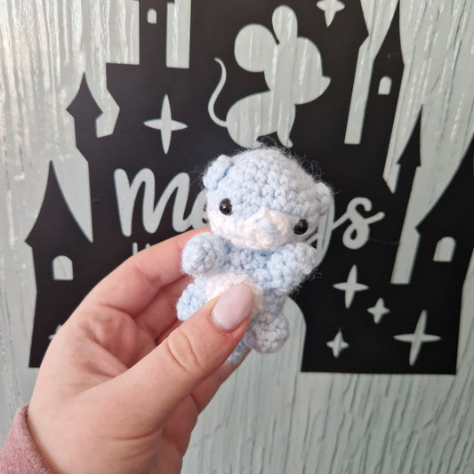 Small pale blue crochet otter