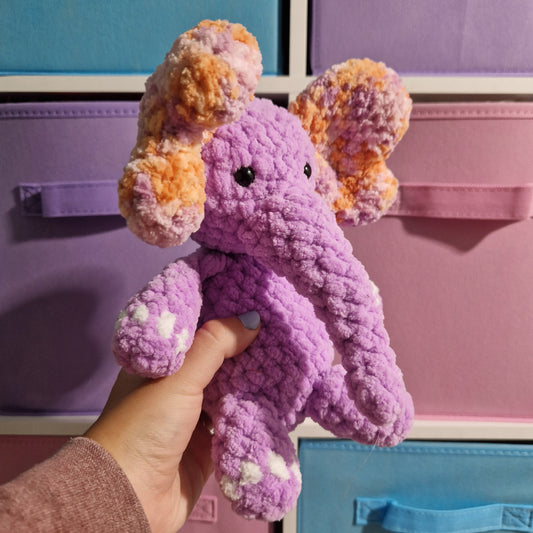 Pink and orange elephant crochet plushie