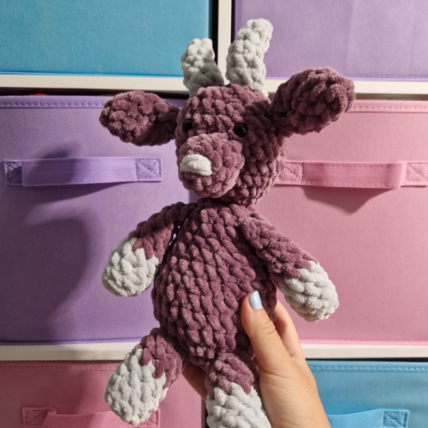 Purple goat crochet plushie