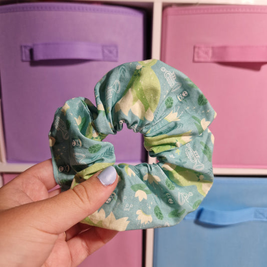 Teal Down the Bayou themed cotton hair scrunchie