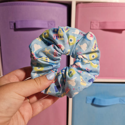 Blue Studios Park icon themed cotton hair scrunchie