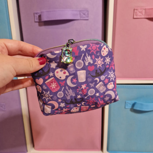 Purple the Lost Princess mini triangle shaped pouch cosmetic bag zipper pull