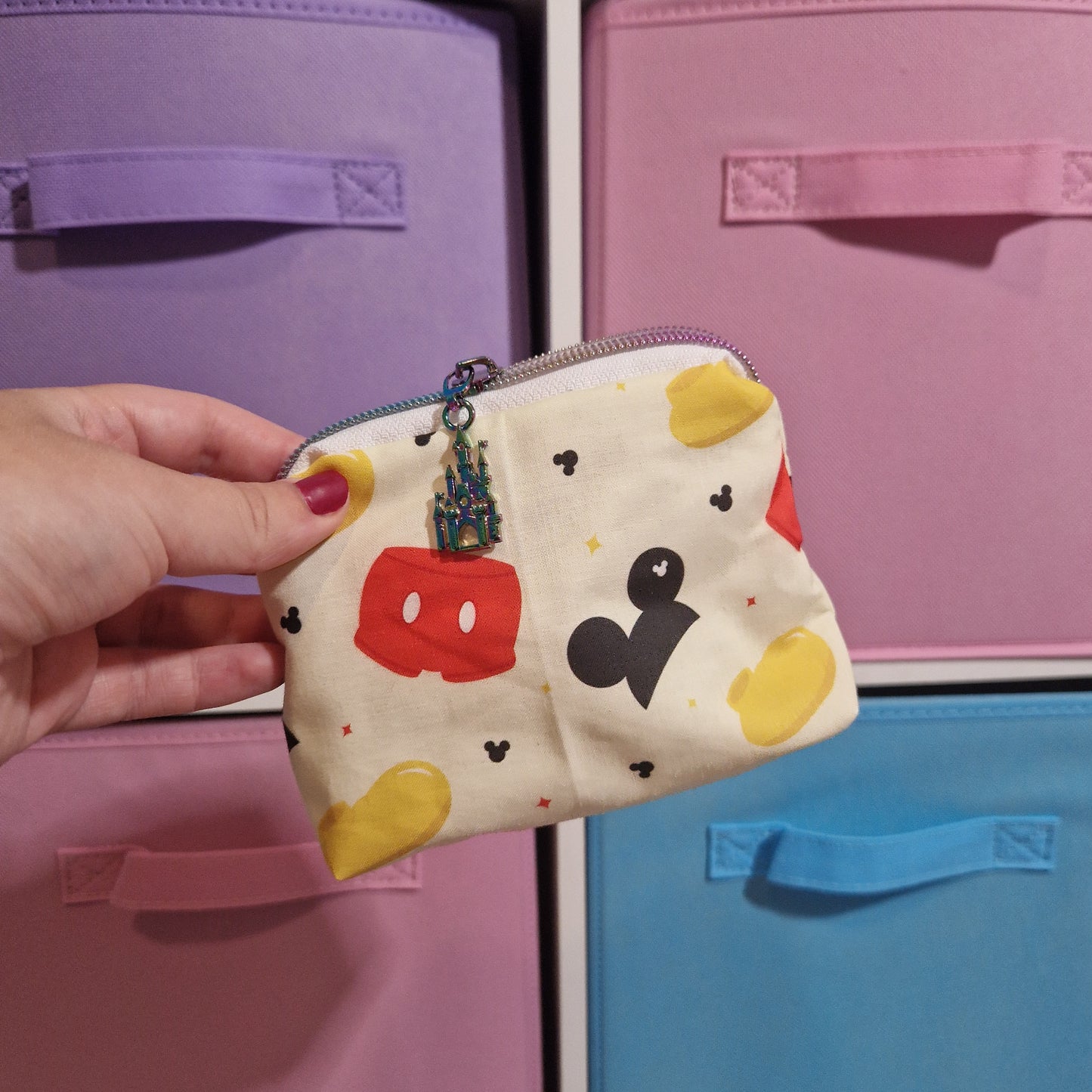 Oh Boy Mouse mini triangle shaped pouch cosmetic bag zipper pull