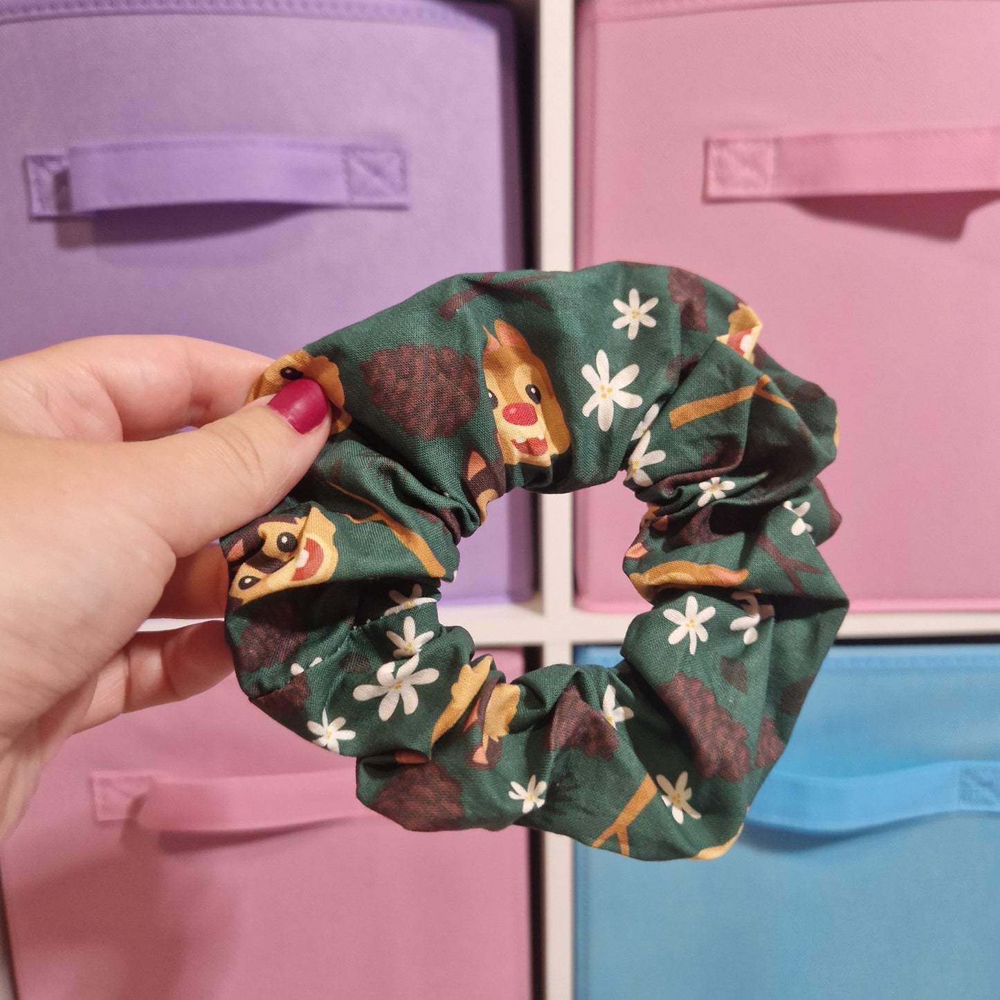 Cheeky Chipmunk themed cotton hair scrunchie