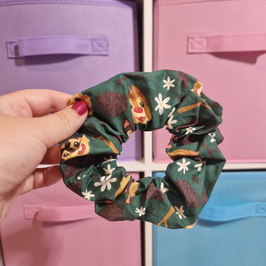 Cheeky Chipmunk themed cotton hair scrunchie