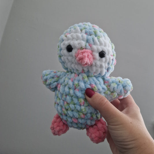 Blue Floral penguin crochet plushie