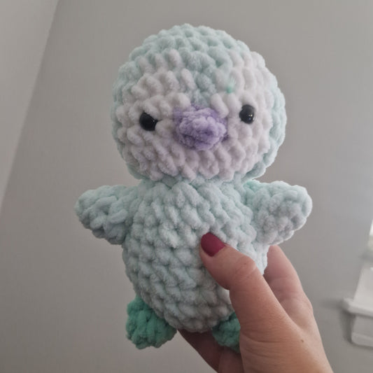 Mint green penguin crochet plushie