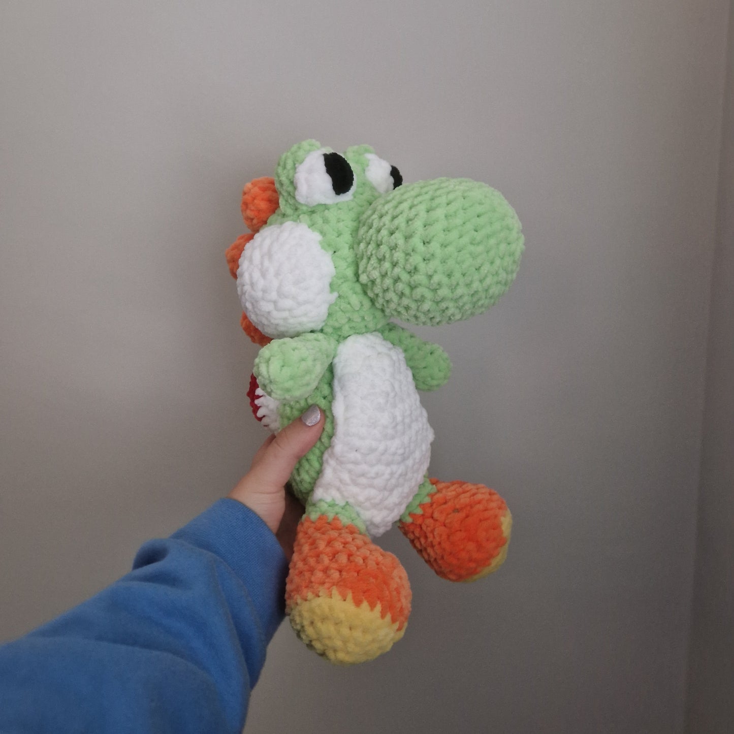 Green game dinosaur crochet plushie