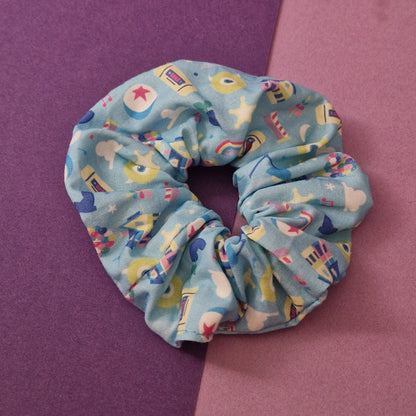 Blue Studios Park icon themed cotton hair scrunchie