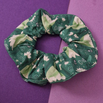 Green Down the Bayou themed cotton hair scrunchie